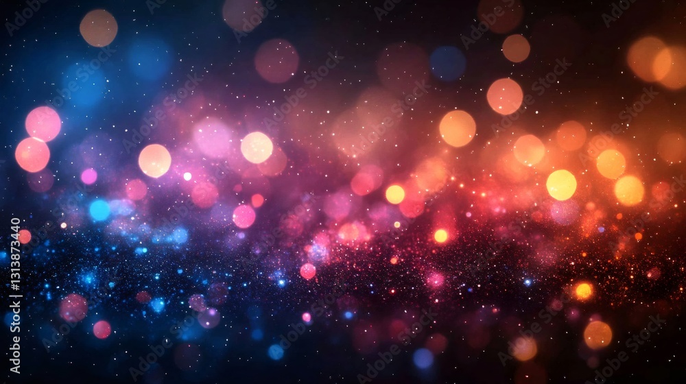 Abstract festive background with colorful bokeh lights and glitter effect Abstract festive background with colorful bokeh lights and glitter effect
