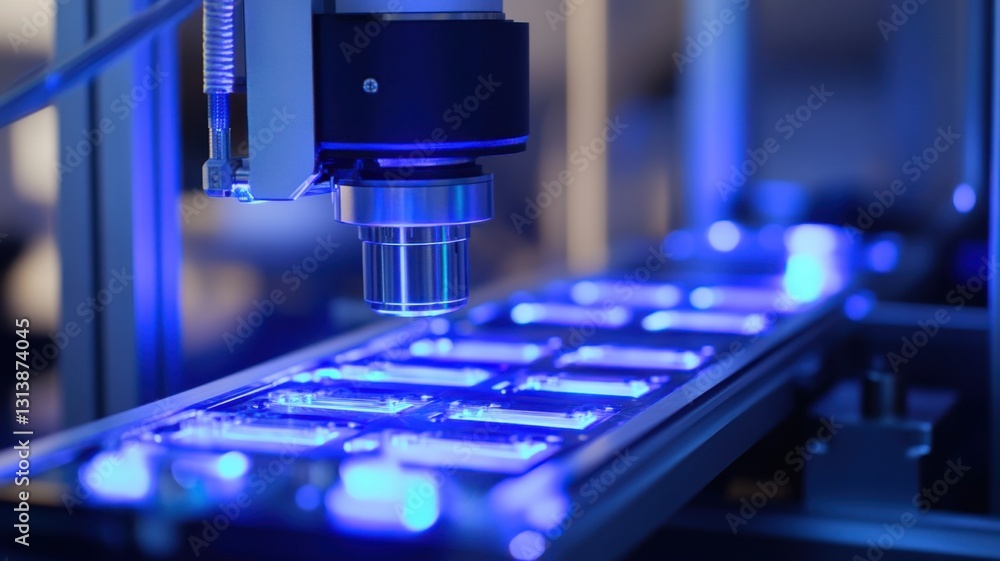 Advanced robotic precision inspection in automated manufacturing environment. AI and automation Advanced robotic precision inspection in automated manufacturing environment. AI and automation