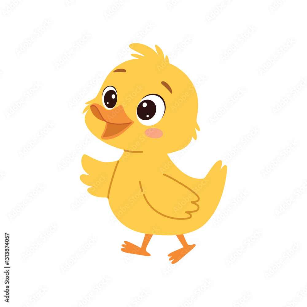 Cute little yellow duckling cartoon vector Illustration on a white background Cute little yellow duckling cartoon vector Illustration on a white background