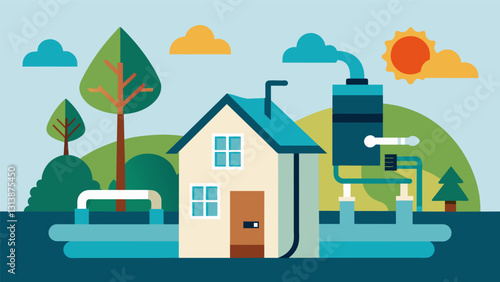 As people become increasingly aware of the effects of climate change more and more homes are adopting geothermal heat pumps reducing their reliance on. Vector illustration