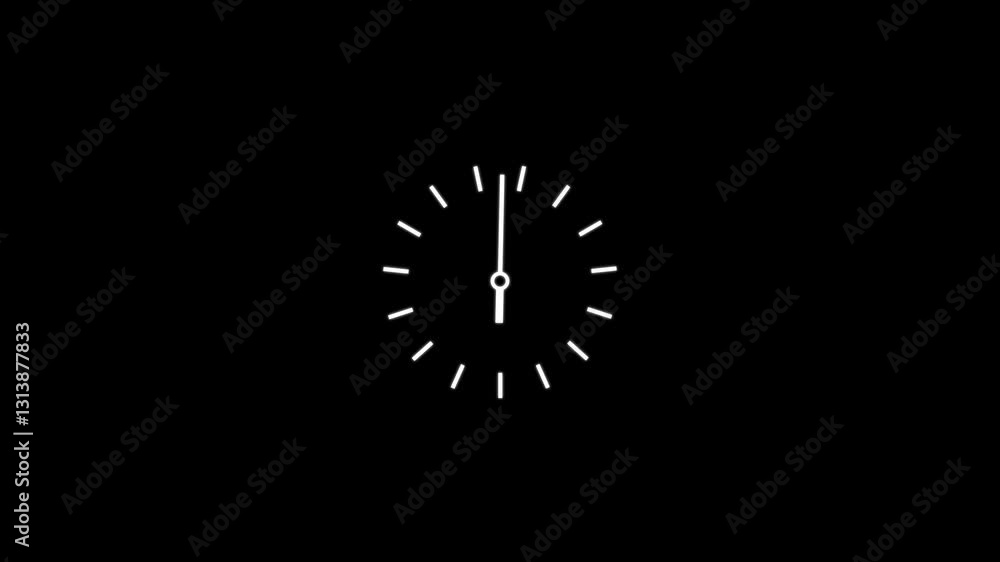 Abstract spinning clock icon animation on black background. Abstract spinning clock icon animation on black background.