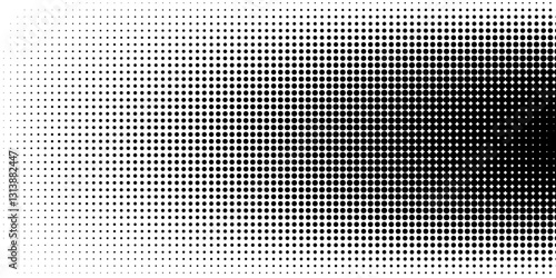 Dotted gradient vector illustration, white and black halftone background, horizontal seamless dotted lines, monochrome dots texture backdrop, retro effect. modern