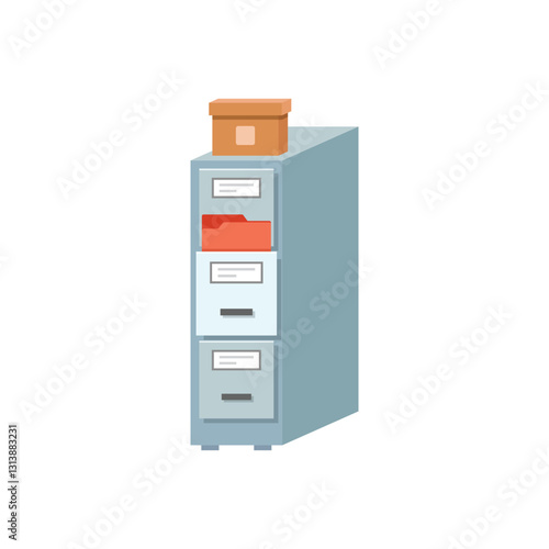 Office cabinet icon in flat style. Furniture storage vector illustration on isolated background. Drawer sign business concept.