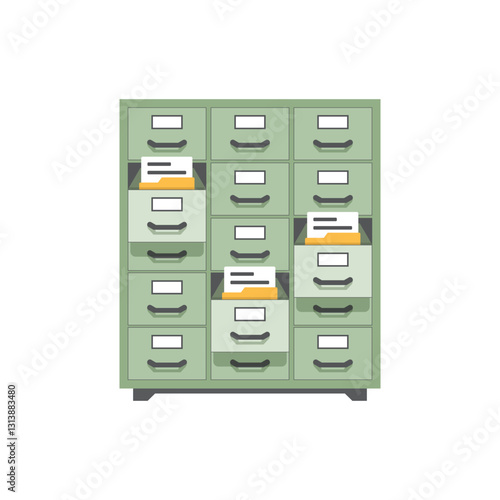 Office cabinet icon in flat style. Furniture storage vector illustration on isolated background. Drawer sign business concept.