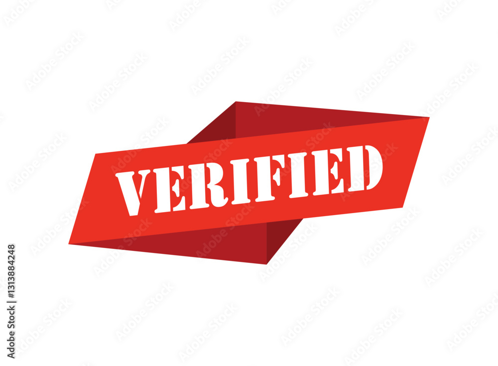 Fotografie Verified banner icon in flat style