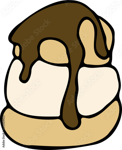 Illustration d'une Profiterole au Chocolat Gastronomie Français Spécialité de France Clipart Dessiné à la Main