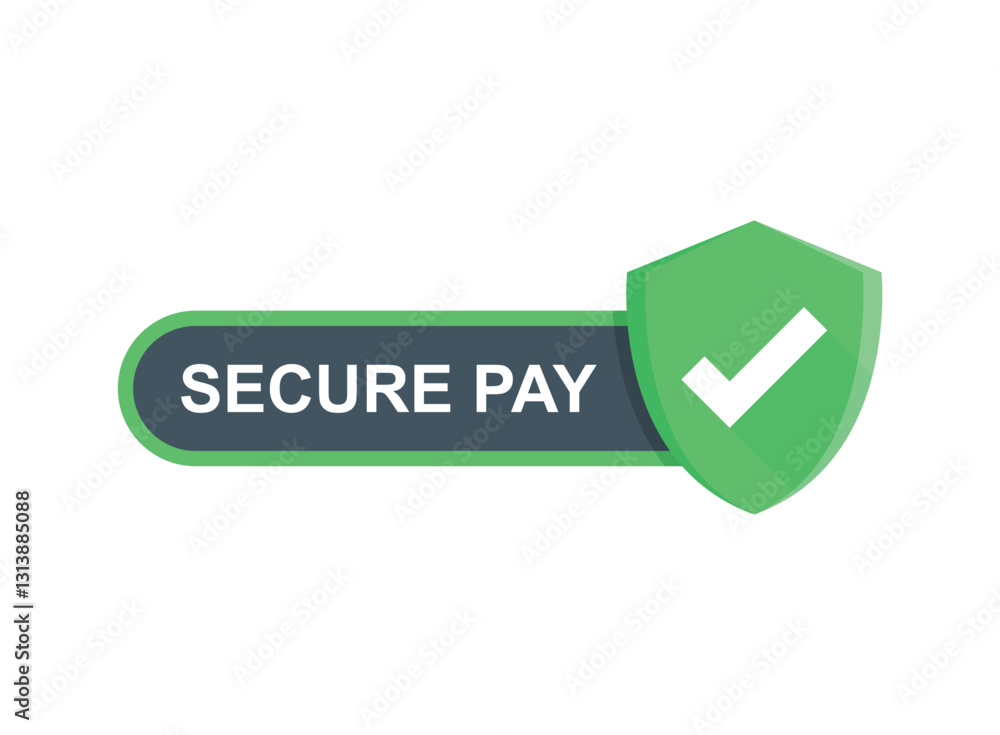 100% secure pay icon in flat style. Privacy guarantee vector illustration on isolated background. Safety risk sign business concept. 100% secure pay icon in flat style. Privacy guarantee vector illustration on isolated background. Safety risk sign business concept.