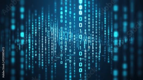 Wallpaper Mural Abstract Digital Background with Blue Binary Code Streams Torontodigital.ca