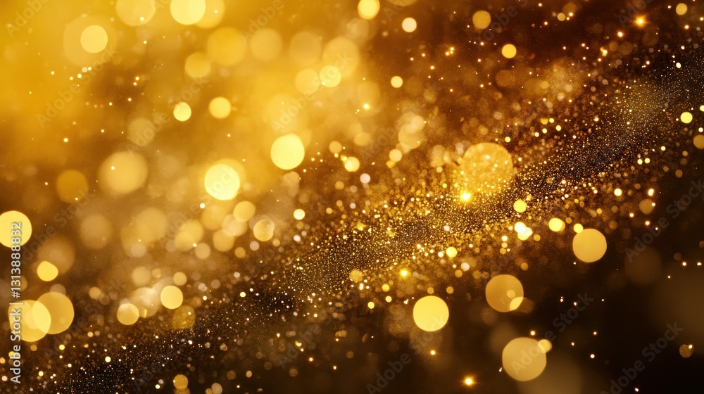 Golden glowing particles creating a festive and abstract visual display Golden glowing particles creating a festive and abstract visual display