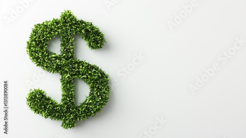 Green Dollar Sign Made of Leaves Representing Eco-Friendly Wealth