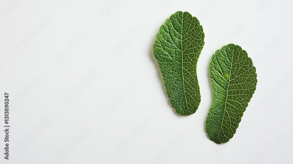 Green Leaf Footprints Symbolizing Nature and Eco-Friendly Lifestyle Green Leaf Footprints Symbolizing Nature and Eco-Friendly Lifestyle
