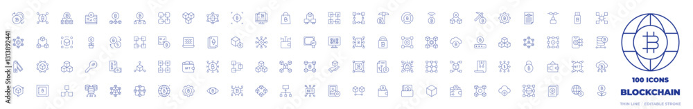 100 Blockchain Icons Collection. Thin line icon. Editable stroke. bitcoin, blockchain, cloud, digital wallet, qr code, Blockchain, art, block, safe, cards, chart, eye 100 Blockchain Icons Collection. Thin line icon. Editable stroke. bitcoin, blockchain, cloud, digital wallet, qr code, Blockchain, art, block, safe, cards, chart, eye