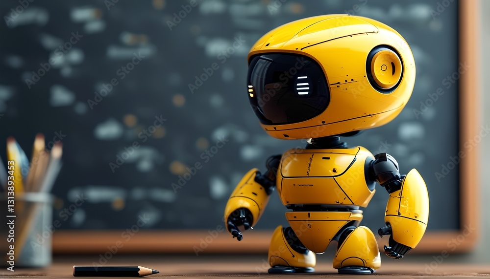 Robot assistant learning in classroom education setting digital art indoor close-up innovative technology Robot assistant learning in classroom education setting digital art indoor close-up innovative technology