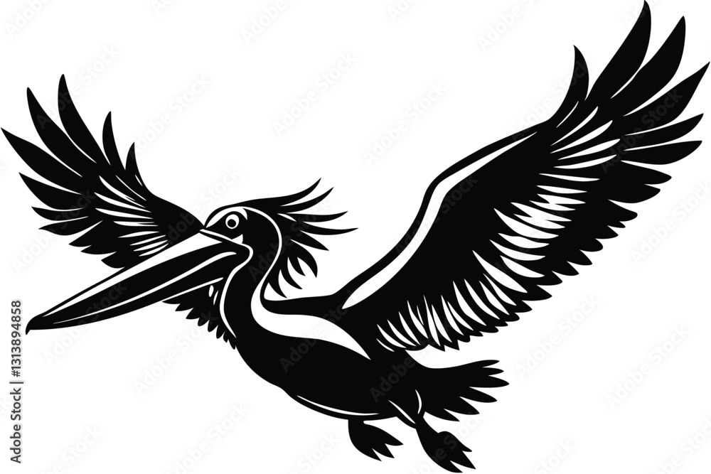 Fototapeta premium flying pelican silhouette