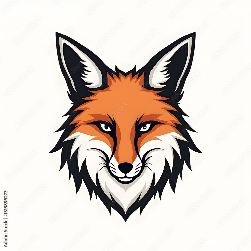 Modern vector illustration of a fox head logo with clean angular lines, striking ink shading, and a fierce yet elegant expression, perfect for branding or mascot design Modern vector illustration of a fox head logo with clean angular lines, striking ink shading, and a fierce yet elegant expression, perfect for branding or mascot design
