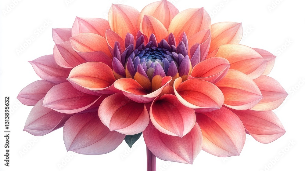 Obraz premium dahlia flower isolated,cartoon illustration style