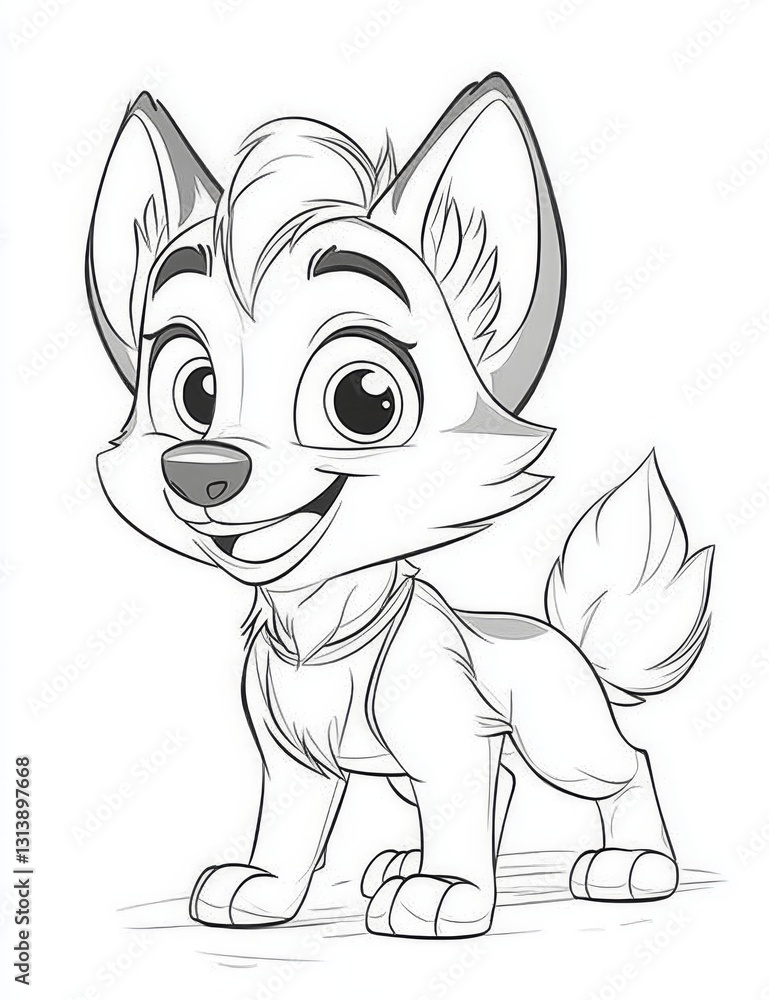 Obraz premium cartoon baby fox easy coloring page, ready to print on 8.5 x 11 inch paper
