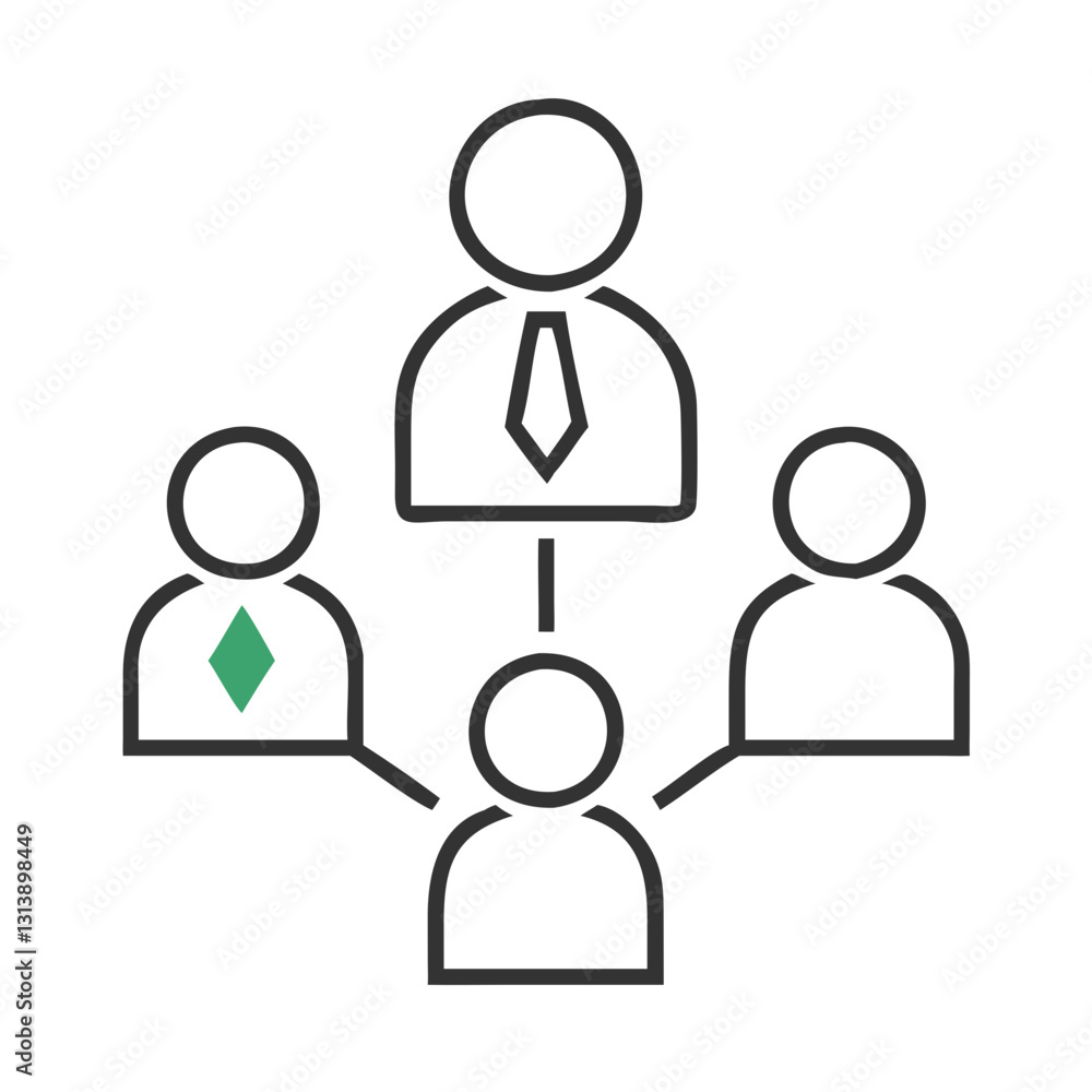 Business hierarchy chart with leader and three team members Business hierarchy chart with leader and three team members