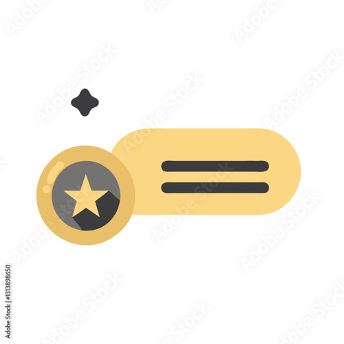 Yellow badge with star for achievement and recognition
