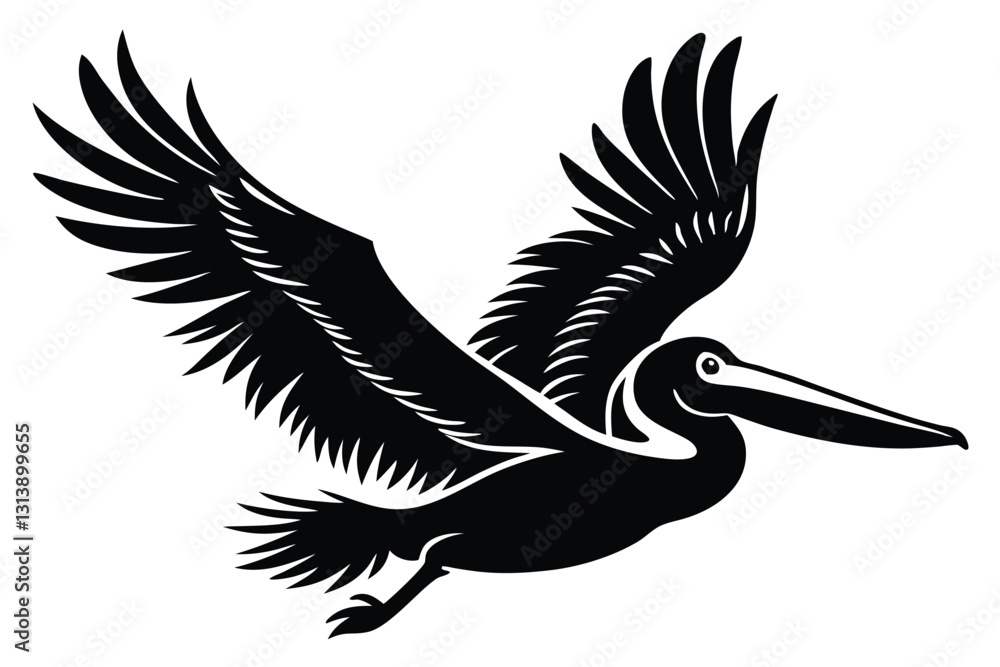 Obraz premium Pelican silhouette Vector illustration