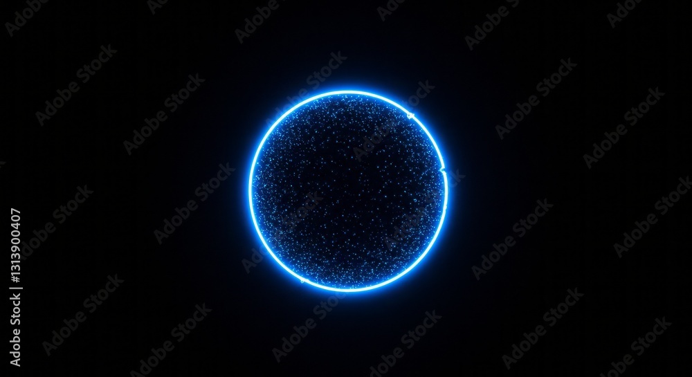 Obraz premium A blue glowing sphere resembles a planet in the dark cosmos, illuminated like a distant sun