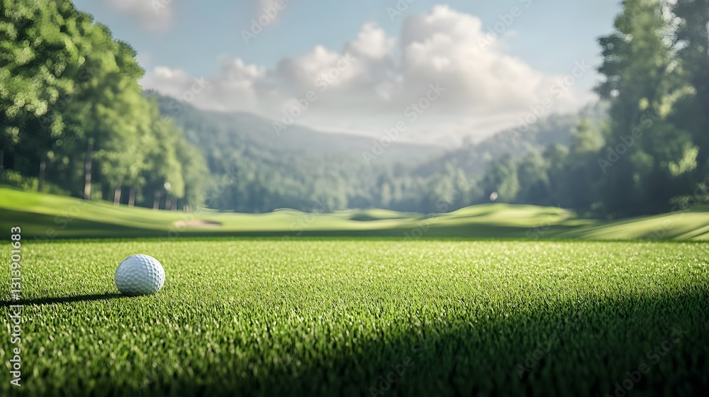 Peaceful Golf Course Landscape with Copyspace for Advertisement Peaceful Golf Course Landscape with Copyspace for Advertisement
