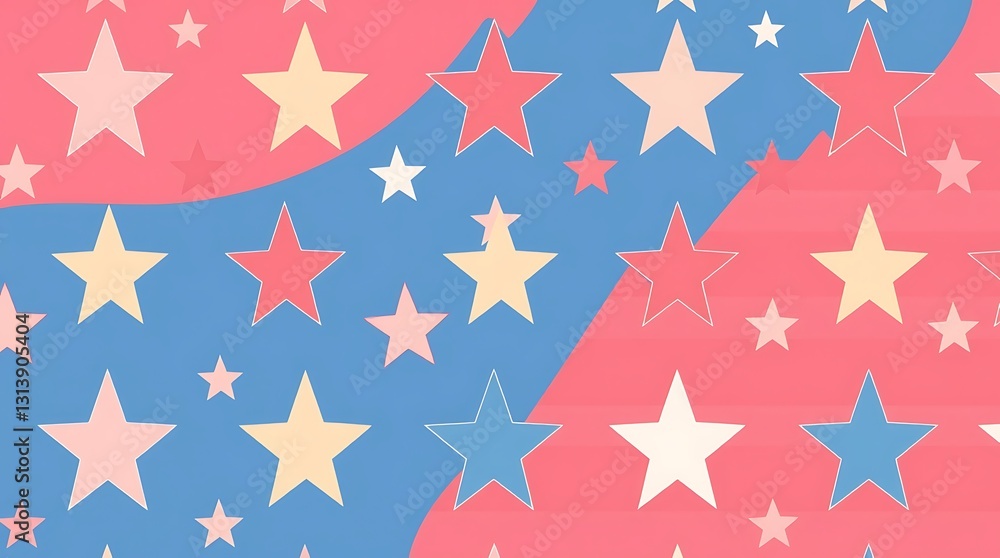 Geometric Starscape: A mesmerizing geometric pattern featuring a cascade of stars in various sizes and colors, creating a dynamic and festive composition. Geometric Starscape: A mesmerizing geometric pattern featuring a cascade of stars in various sizes and colors, creating a dynamic and festive composition.