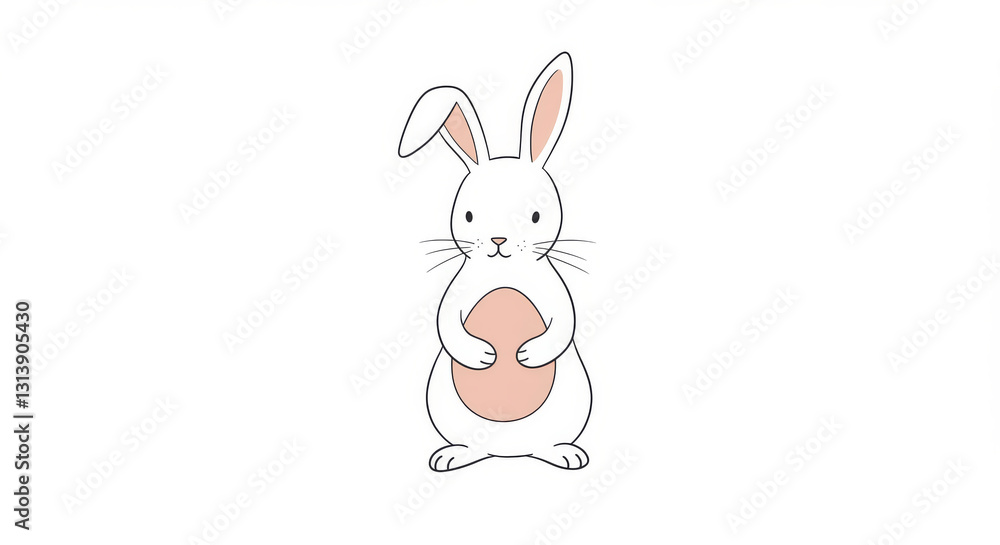 A Simple Cartoon Illustration Of A Standing White Bunny Rabbit A Simple Cartoon Illustration Of A Standing White Bunny Rabbit
