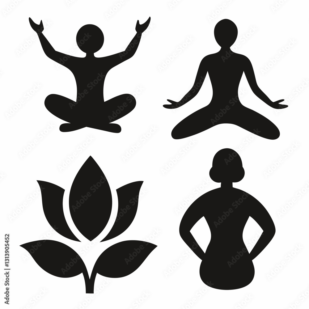 Wellness Silhouette Icon Set Vector Art Illustration. health care logo. Wellness Silhouette Icon Set Vector Art Illustration. health care logo.