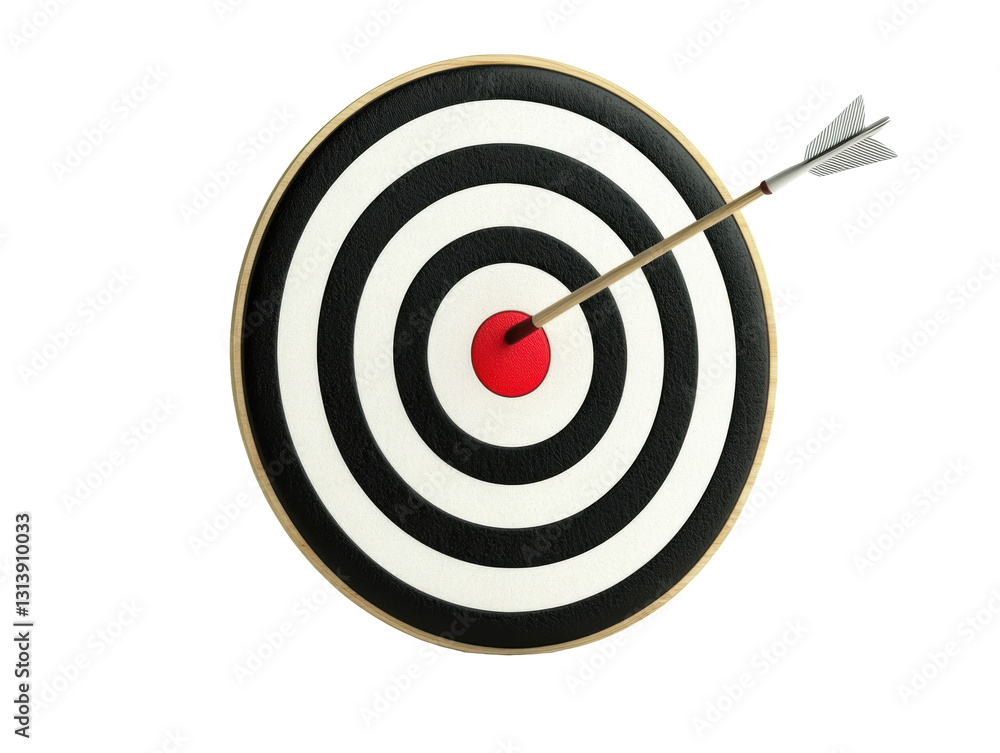 Achieving success with a dart hitting the bullseye on a target on a transparent background Achieving success with a dart hitting the bullseye on a target on a transparent background