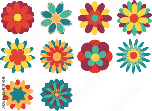 80's Flower Vintage Shape Set