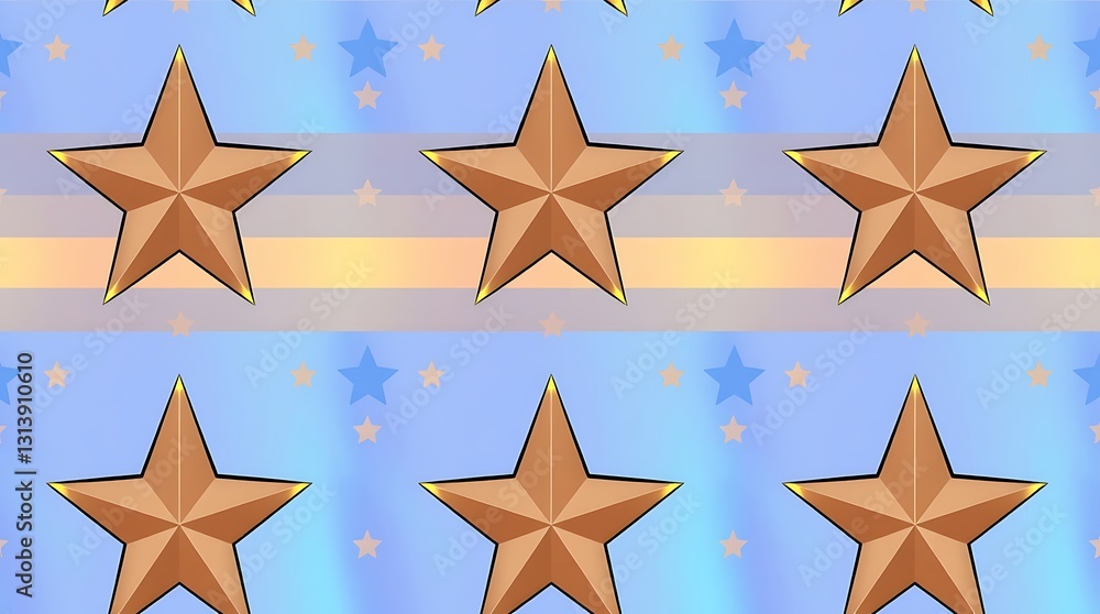 Obraz premium Gold Star Array: An array of golden stars against a gradient background, creating a sense of achievement.
