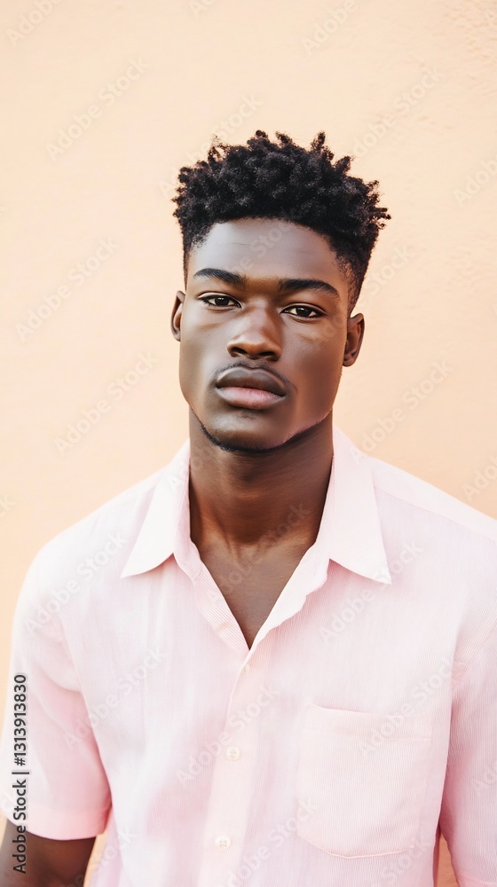 Obraz premium Handsome African model close-up pastel fashion soft dreamy background
