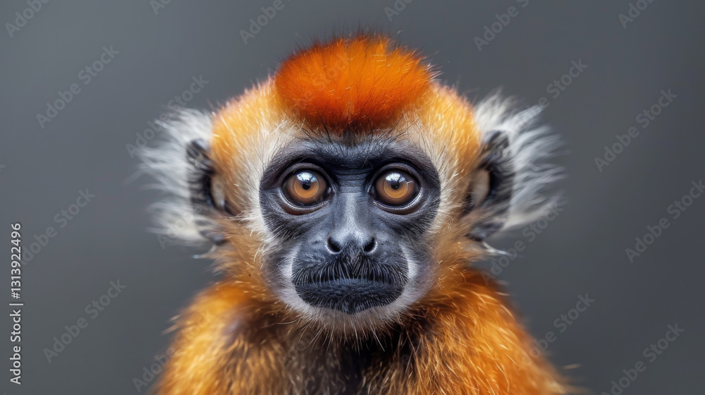 Baby monkey with red hair and a black nose Baby monkey with red hair and a black nose