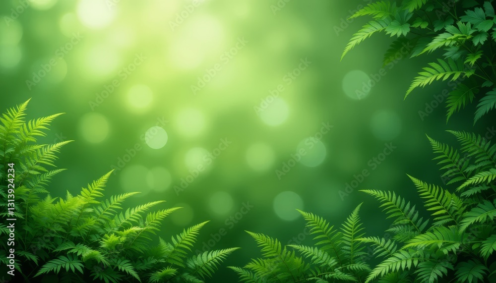 Lush Green Fern Branches on a Vibrant Background Lush Green Fern Branches on a Vibrant Background