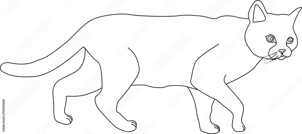 Obraz premium Cat Vector Illustration – Cute and Playful Feline in Artistic Style