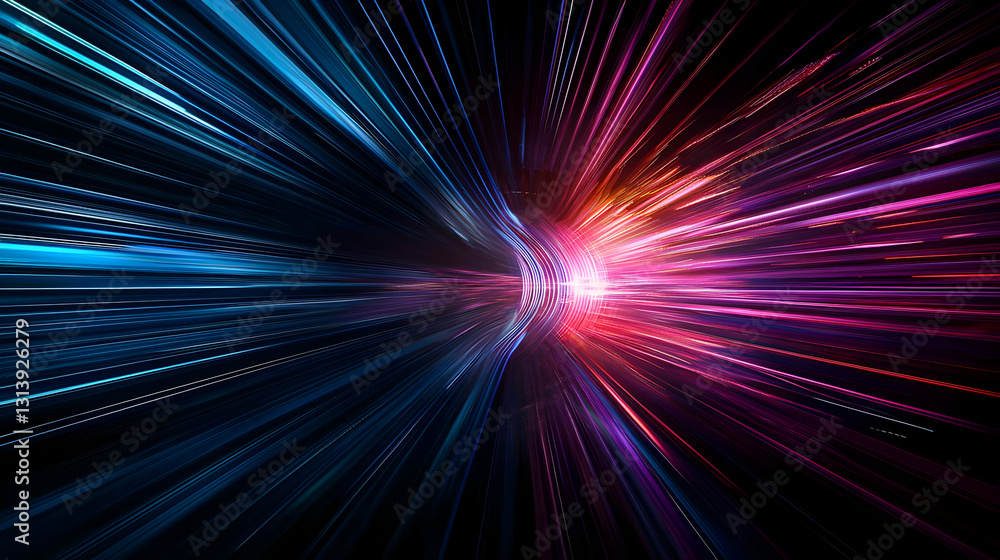 Vivid Colors Light Trails Converging to Center Vivid Colors Light Trails Converging to Center