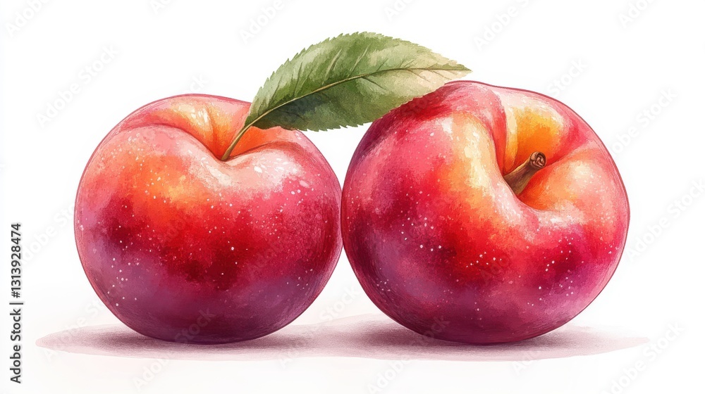 fresh nectarine isolated,cartoon illustration style fresh nectarine isolated,cartoon illustration style