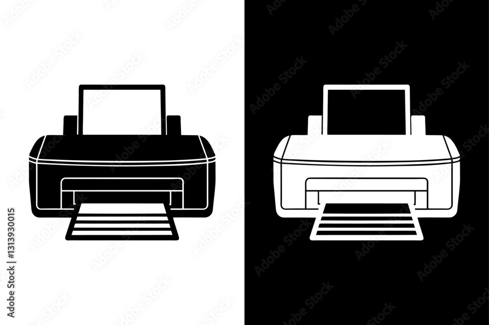 Black and White Printer Icon Minimalist Silhouette Vector for Work & Printing Themes. Black and White Printer Icon Minimalist Silhouette Vector for Work & Printing Themes.