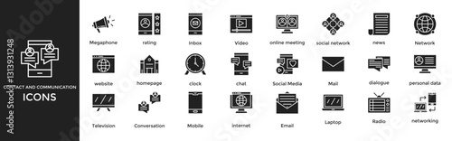 contact and communication icon set. with icon online meeting, social network, news, Network, website