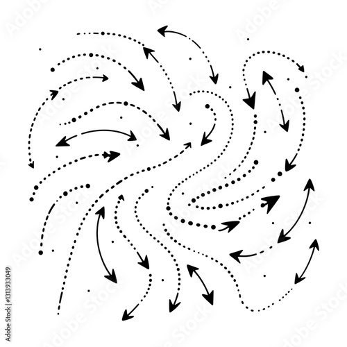 Hand drawn black arrows collection isolated on transparent background
