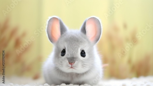 A Close-Up Portrait of a Chinchilla in a Natural Setting photo