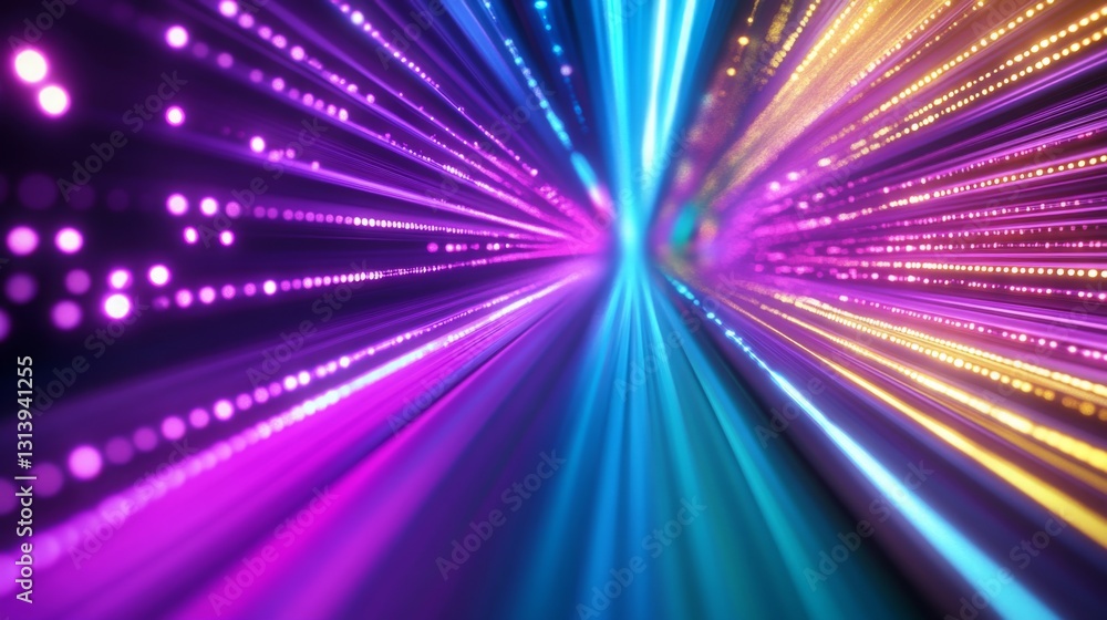 Colorful light trails create a mesmerizing visual effect in an abstract representation of motion and energy