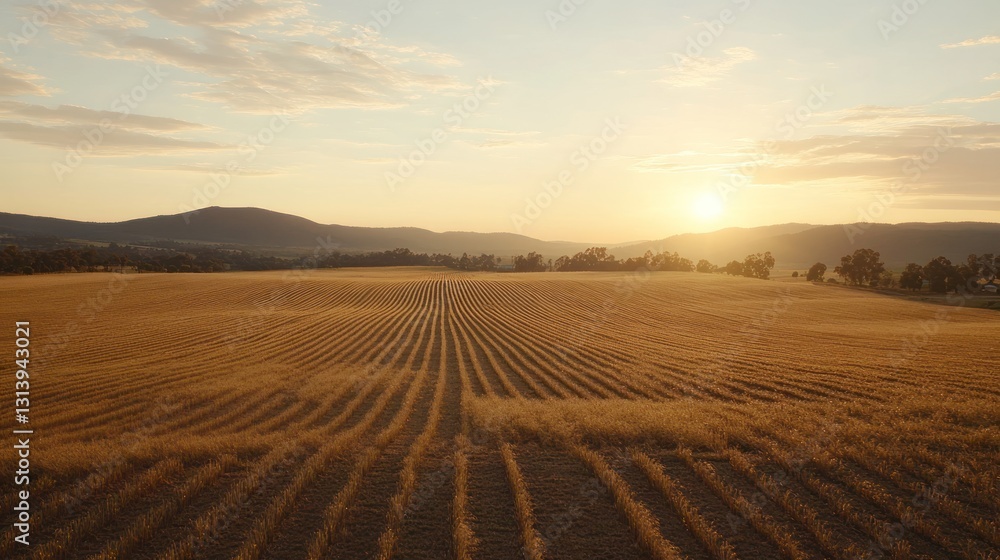 Fototapeta premium Golden field at sunset