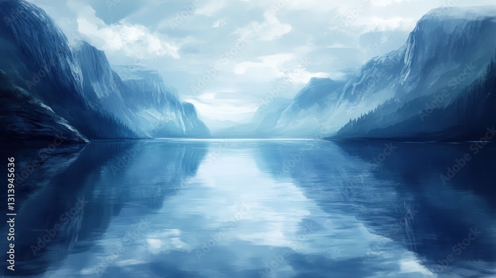 Fototapeta premium Misty Fjord Reflections