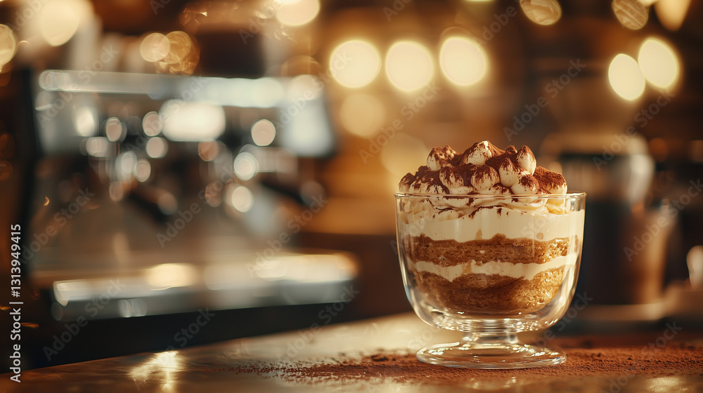 Φωτογραφία Tiramisu dessert in an inviting Italian café ambiance