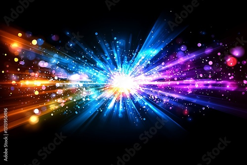 Colorful Light Burst Explosion for Dark Background.