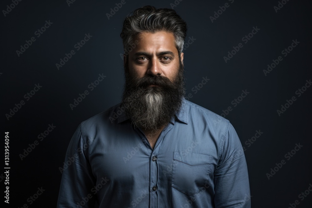 Portrait of a Man with a Full, Well-Groomed Beard and Gray Hair Portrait of a Man with a Full, Well-Groomed Beard and Gray Hair