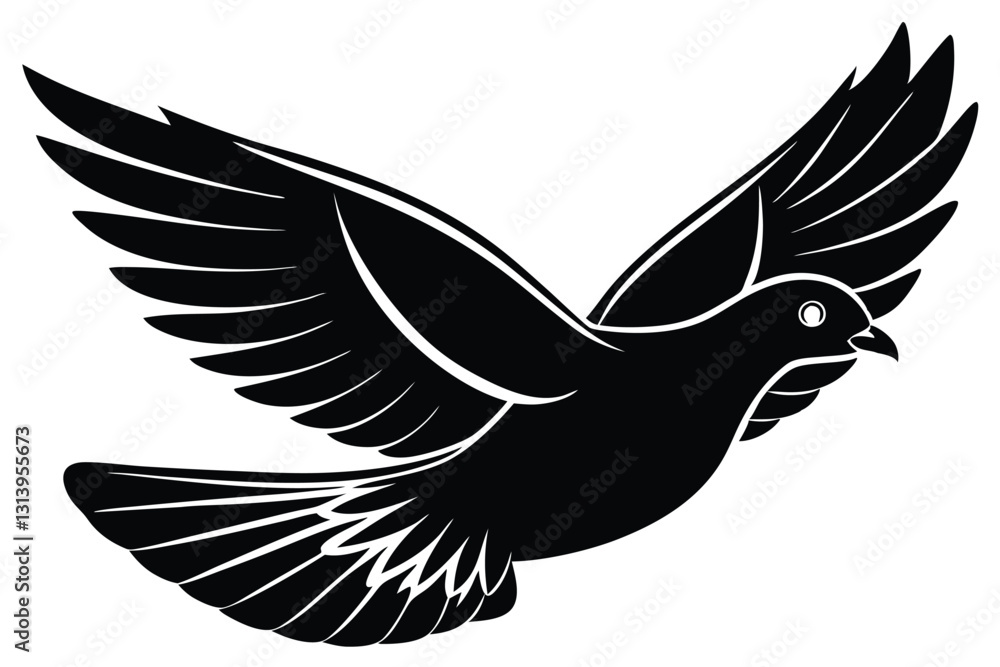 dove or pigeon flight silhouette vector illustration on white background dove or pigeon flight silhouette vector illustration on white background