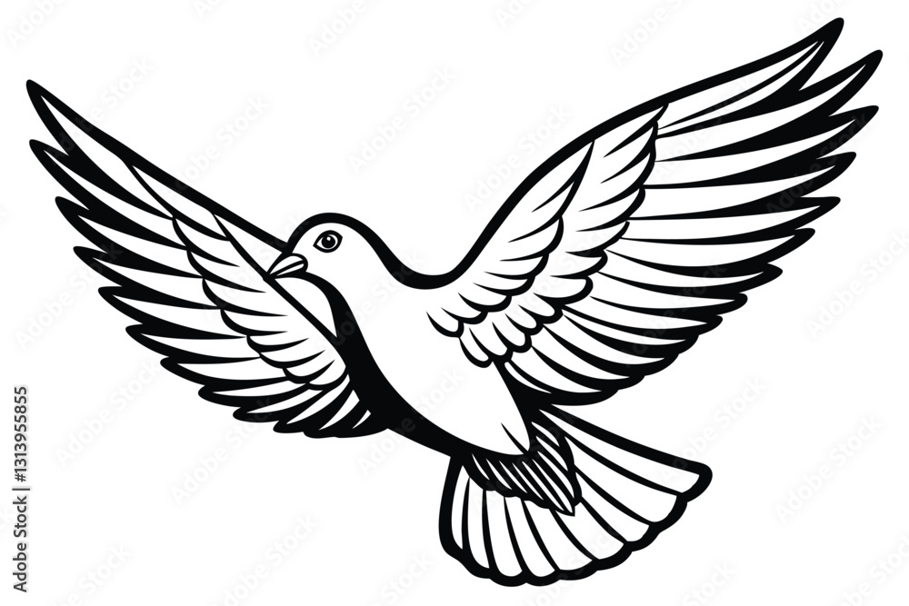 dove or pigeon flight silhouette vector illustration on white background dove or pigeon flight silhouette vector illustration on white background